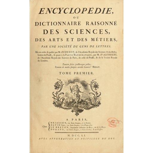 Diderot publicou um folheto antecipando a Enciclopédia